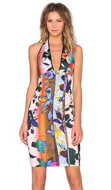 Archival Clover Canyon Resort Tropical Floral Multicolor Scuba Halter Dress M